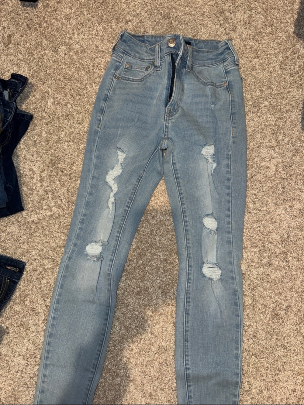 Aeropostale Light Blue High Rise Jeggings- Distressed